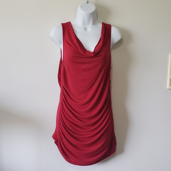 Apostrophe Ladies Blouse Size Large Red Sleeveless Gathered Casual Party - Picture 9 of 10